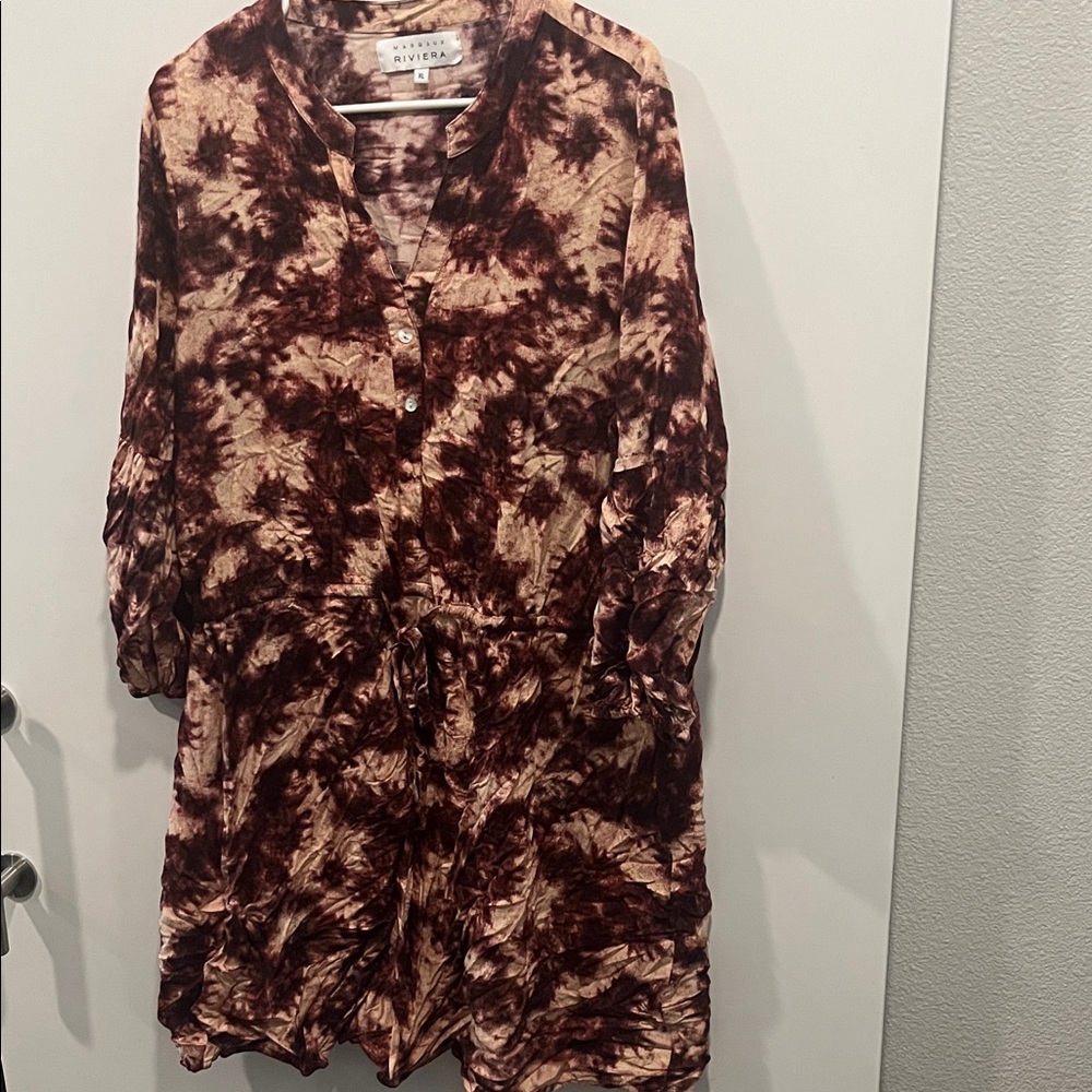 Riviera Tie-Dye Button-Front Dress